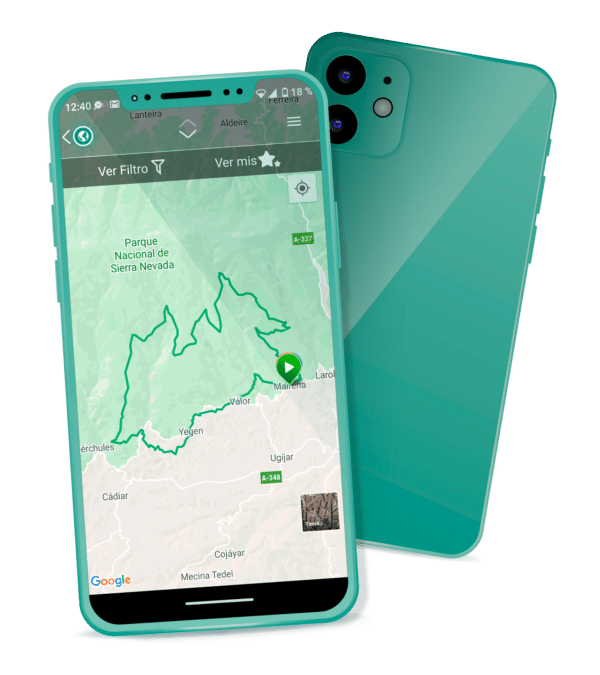 Ruta GPS en app móvil